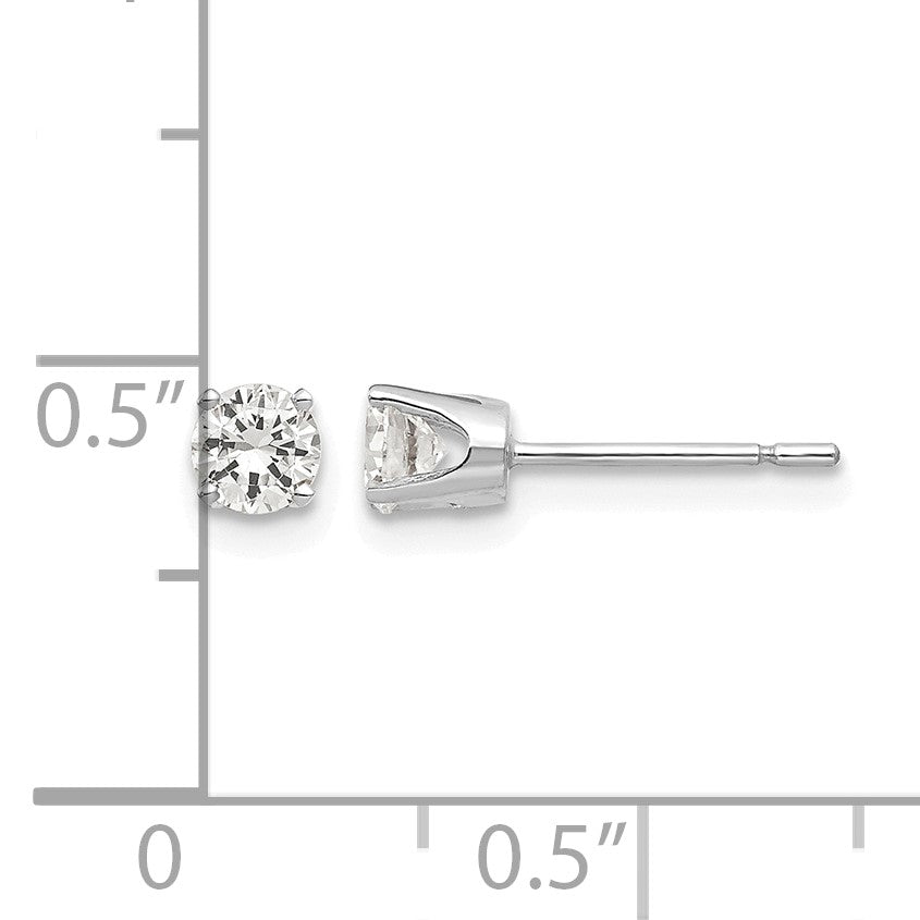 14k White Gold 3.75mm Round CZ Stud Earrings