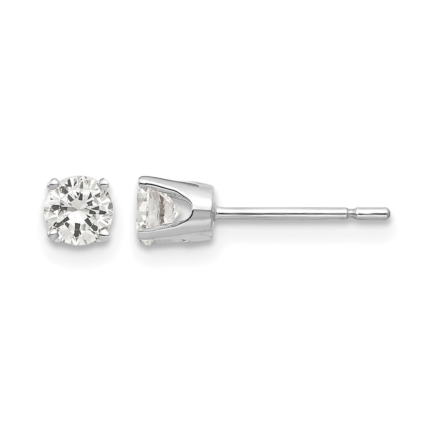 14k White Gold 3.75mm Round CZ Stud Earrings