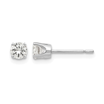 14k White Gold 3.75mm Round CZ Stud Earrings