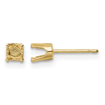 14k 4mm Round Stud Earring Mounting w/backs