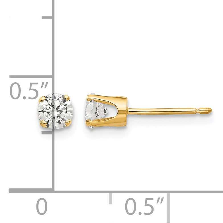 14k 4mm Round CZ Stud Earrings