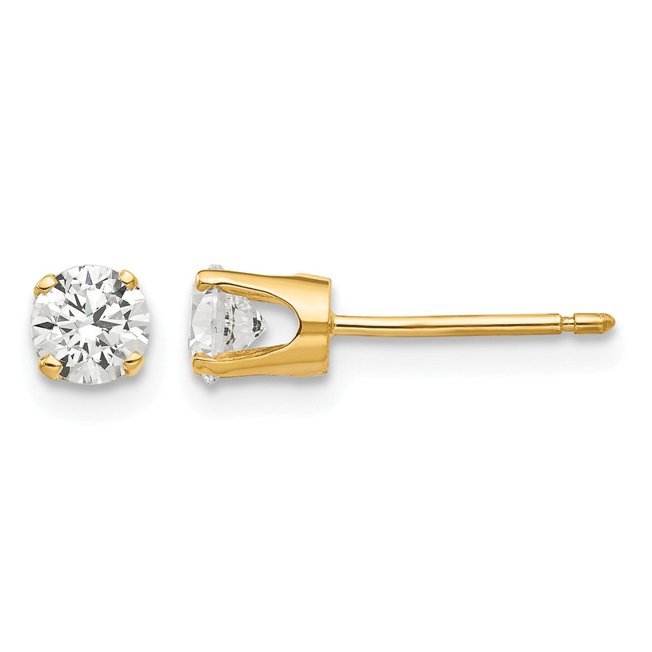 14k 4mm Round CZ Stud Earrings