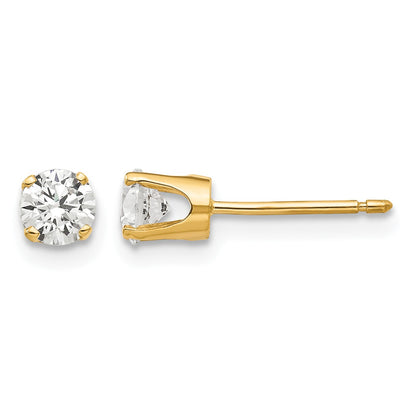 14k 4mm Round CZ Stud Earrings