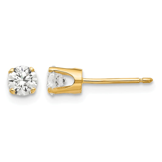 14k 4mm Round CZ Stud Earrings
