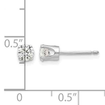14k White Gold 4mm Round CZ Stud Earrings