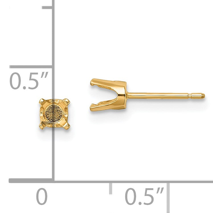 14k 4.25mm Round Stud Earring Mounting w/backs