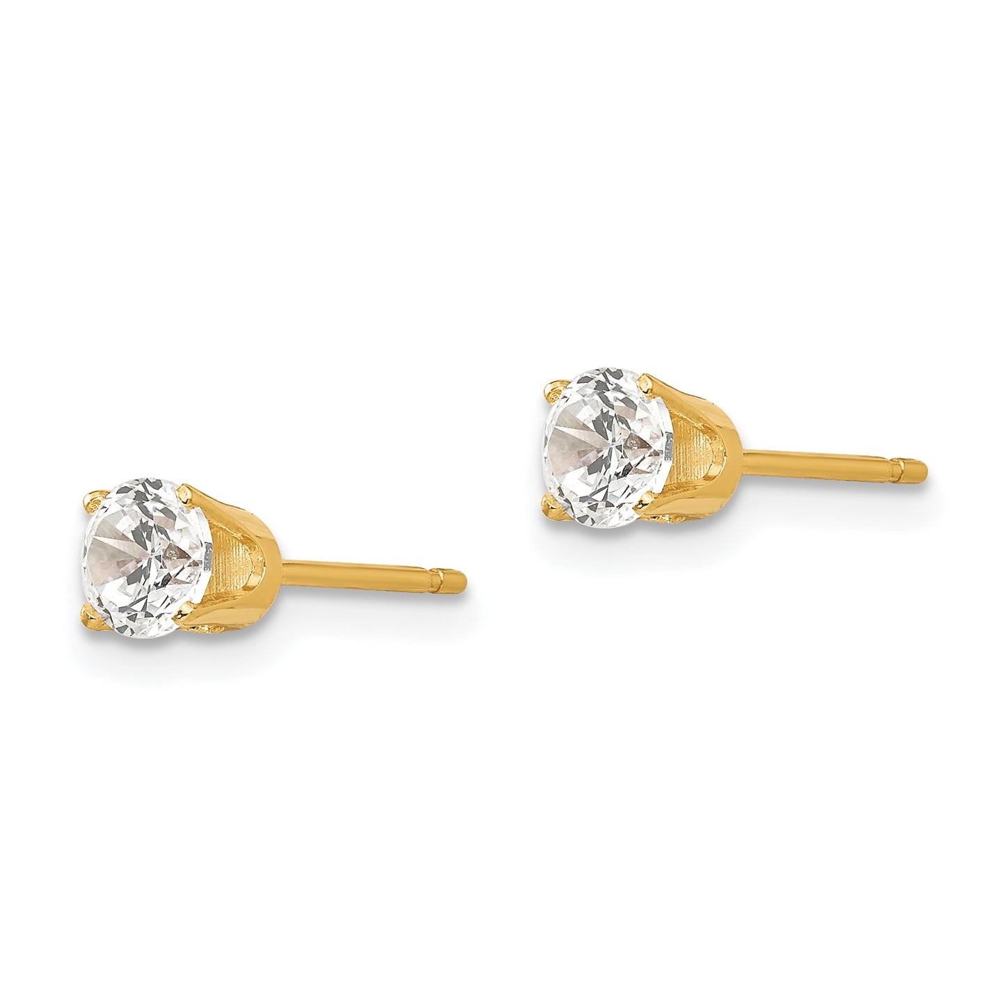 14k 4.25mm Round CZ Stud Earrings