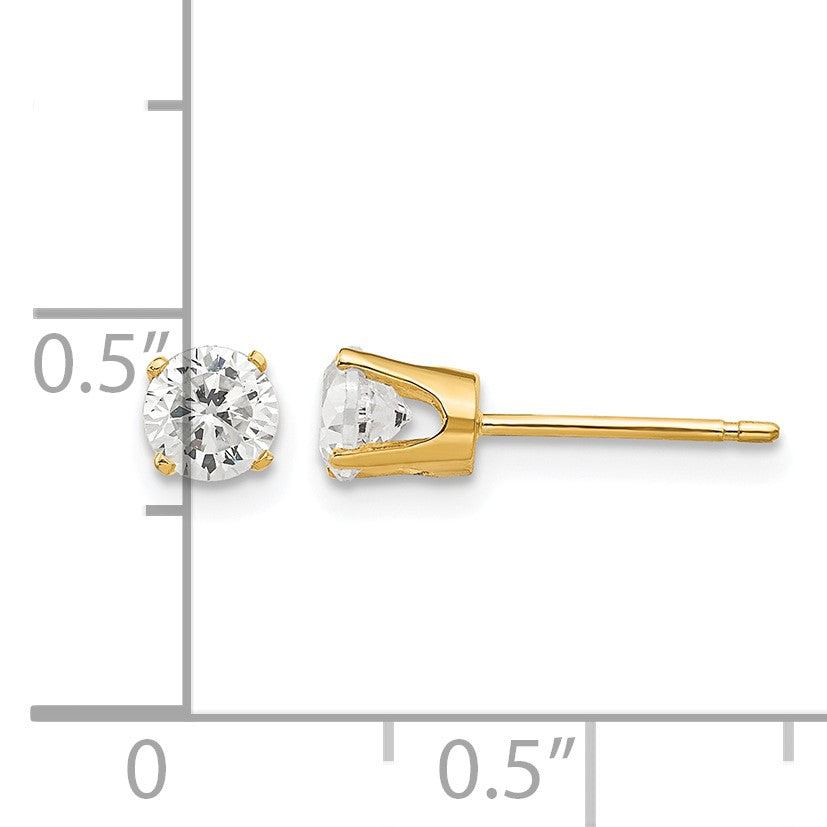 14k 4.25mm Round CZ Stud Earrings