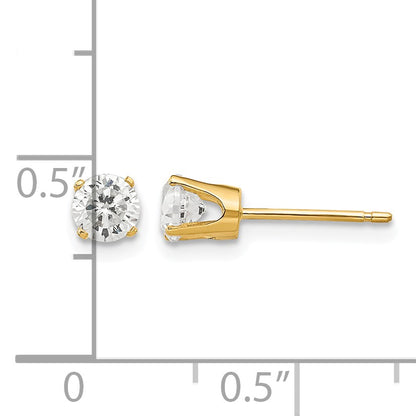 14k 4.25mm Round CZ Stud Earrings