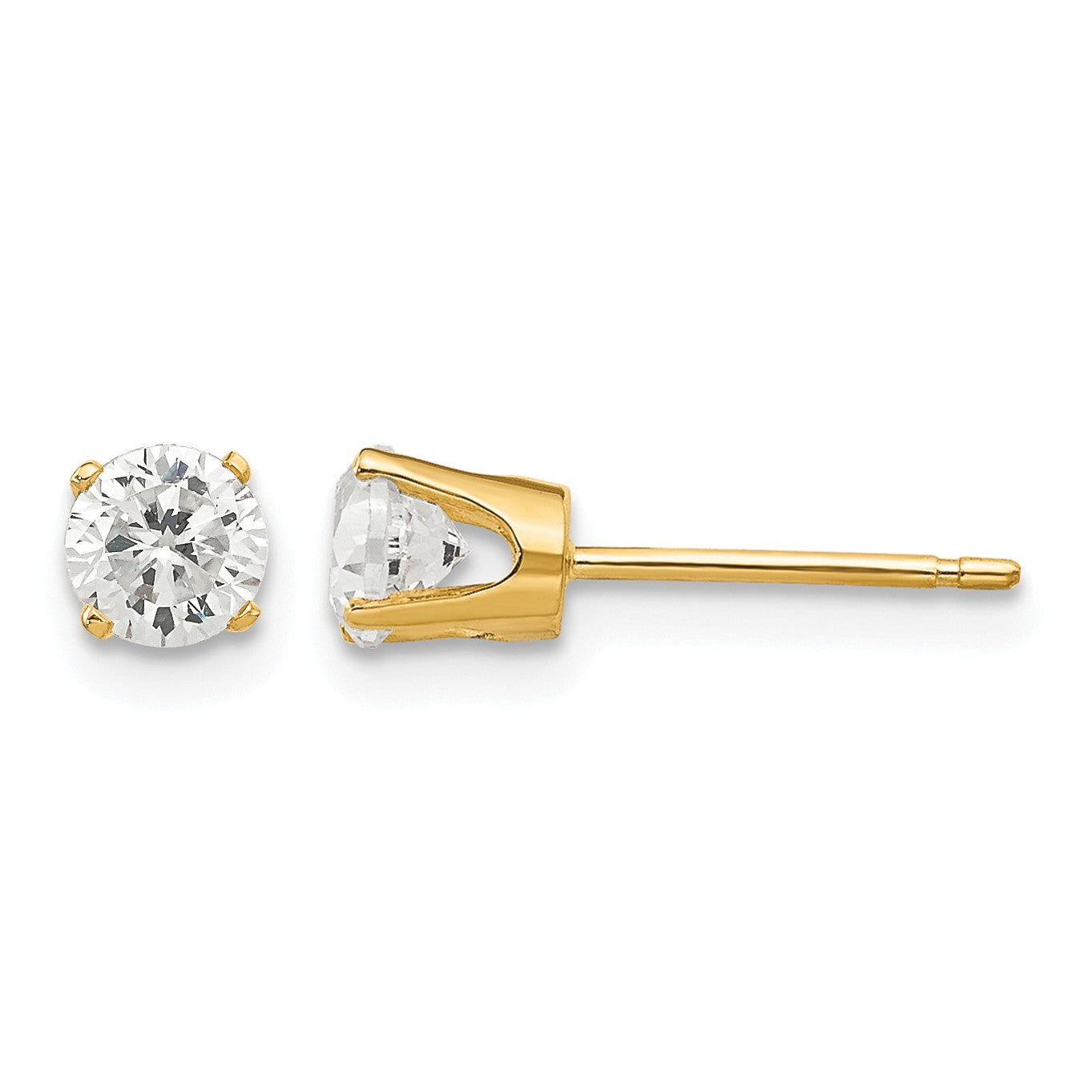 14k 4.25mm Round CZ Stud Earrings