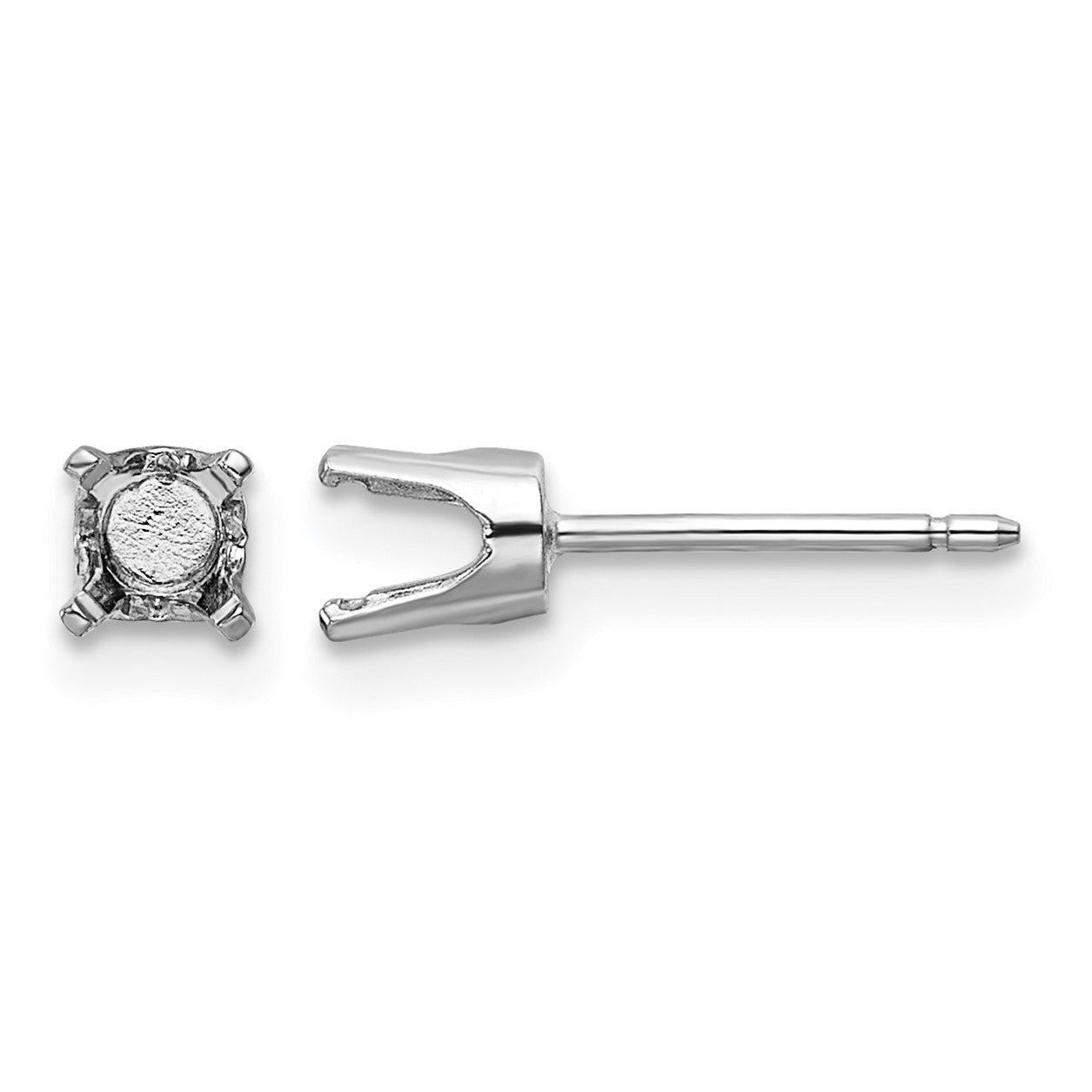 14k White Gold 4.25mm Round Stud Earring Mounting w/backs