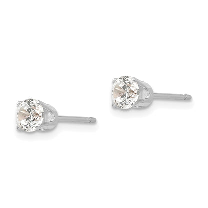 14k White Gold 4.25mm Round CZ Stud Earrings