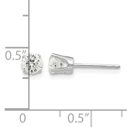 14k White Gold 4.25mm Round CZ Stud Earrings