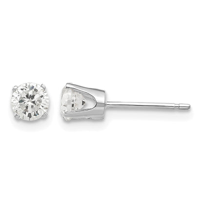 14k White Gold 4.25mm Round CZ Stud Earrings