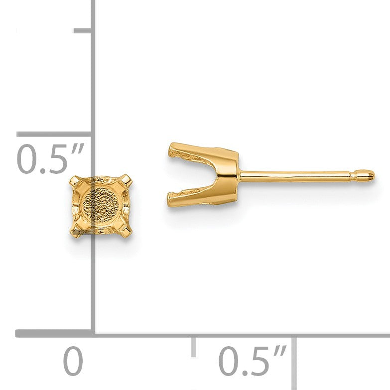14k 4.5mm Round Stud Earring Mounting w/backs