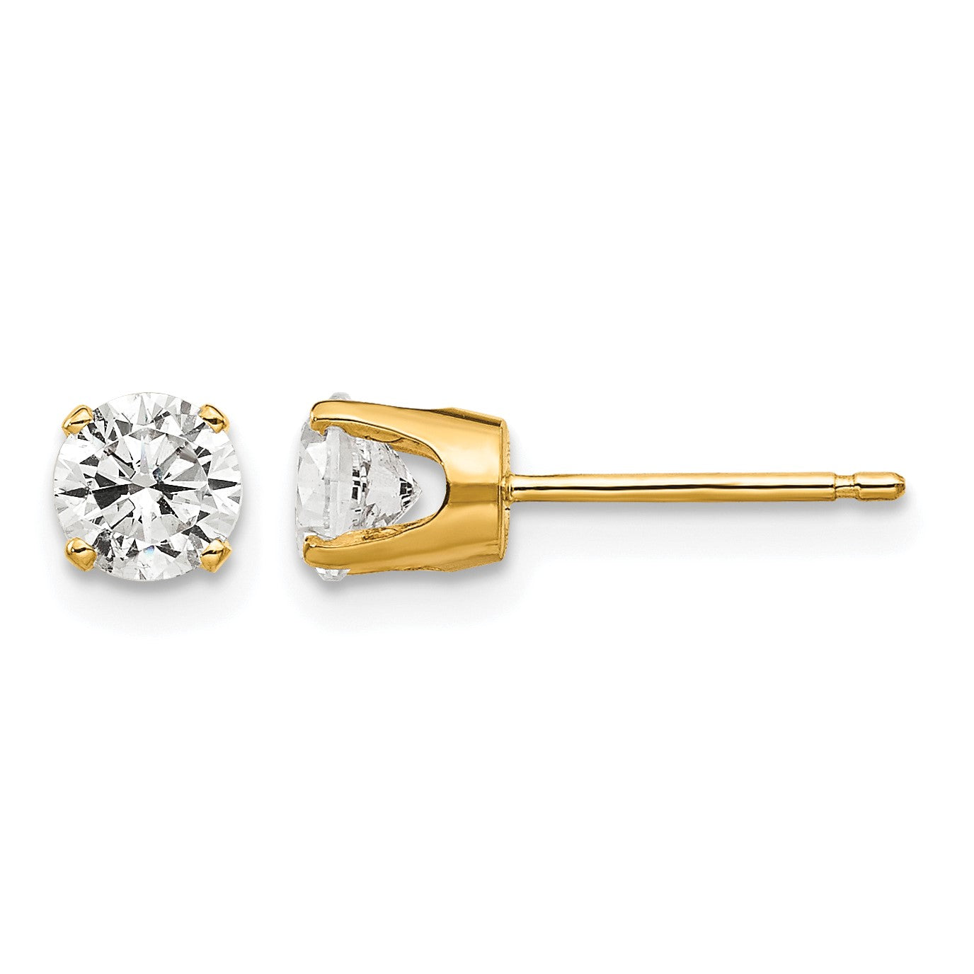 14k 4.5mm Round CZ Stud Earrings