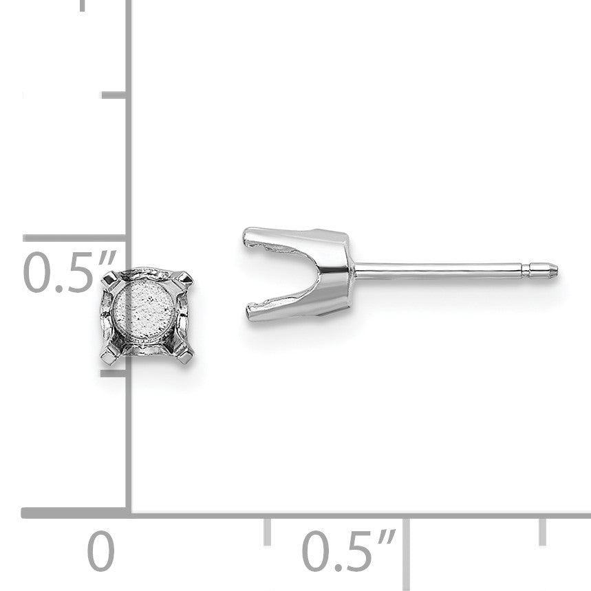 14k White Gold 4.5mm Round Stud Earring Mounting w/backs