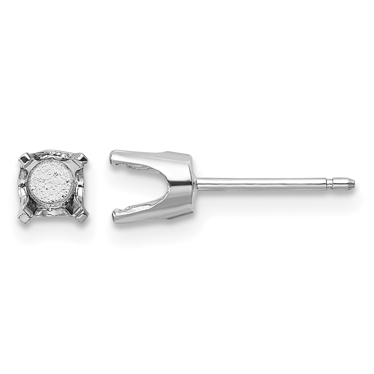14k White Gold 4.5mm Round Stud Earring Mounting w/backs