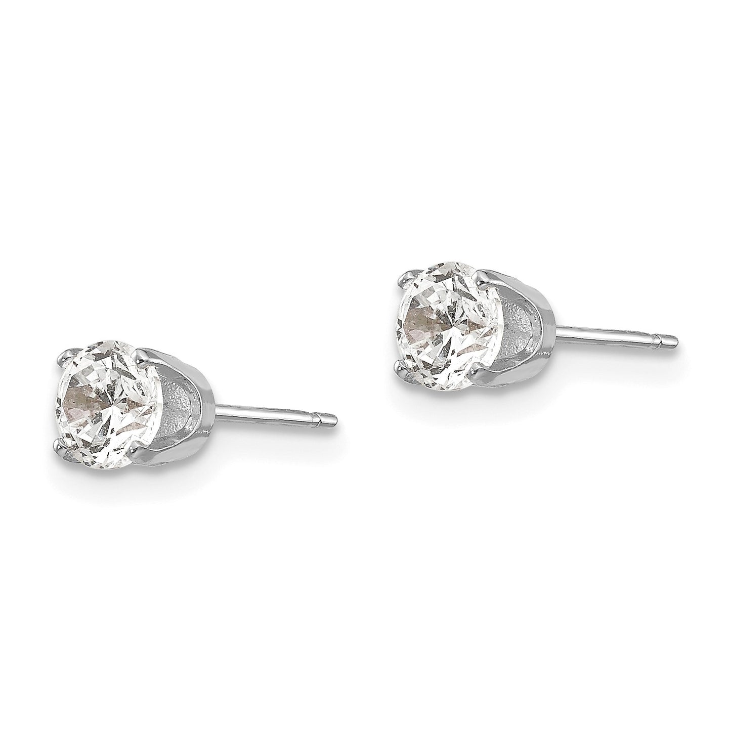 14k White Gold 4.5mm Round CZ Stud Earrings