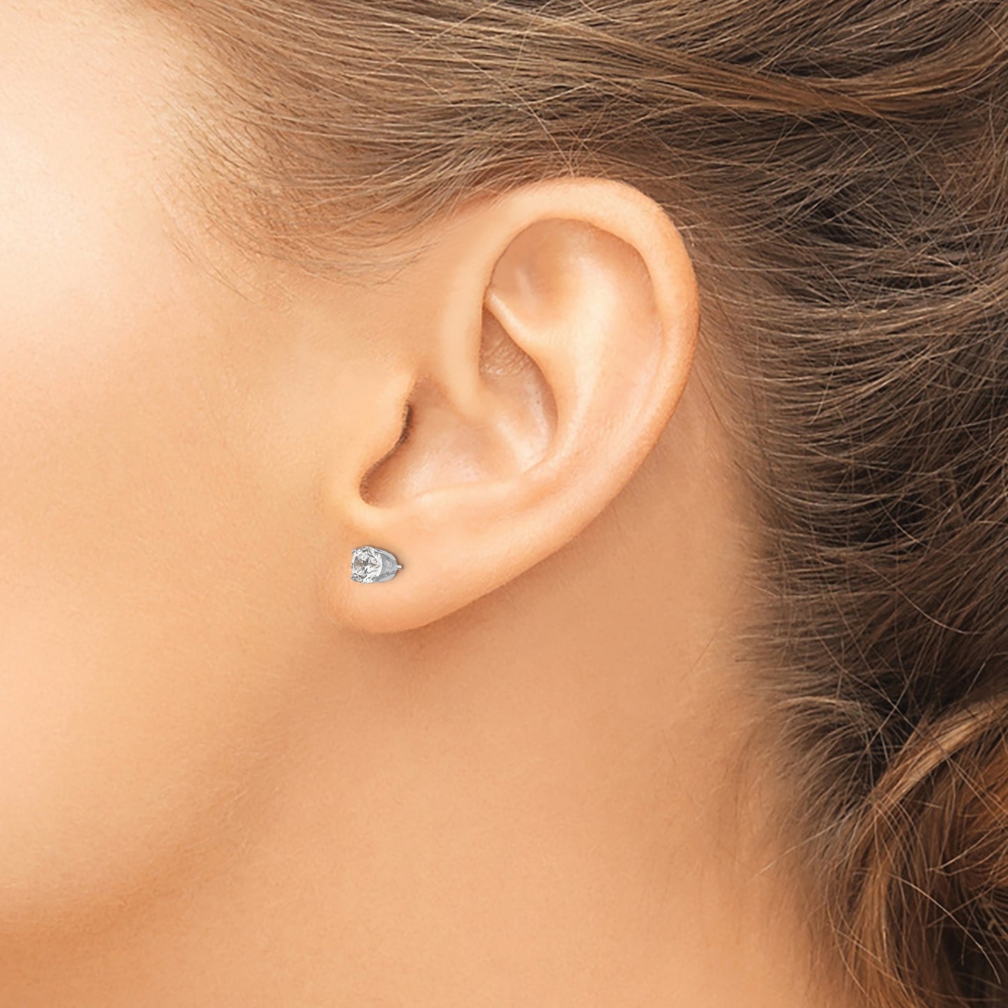 14k White Gold 4.5mm Round CZ Stud Earrings