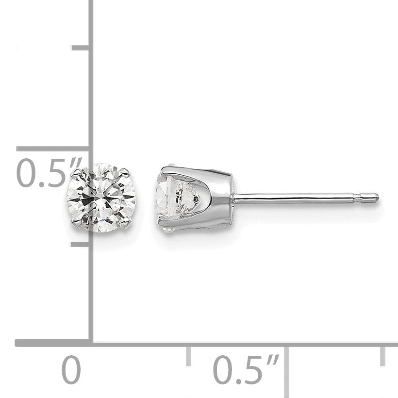 14k White Gold 4.5mm Round CZ Stud Earrings
