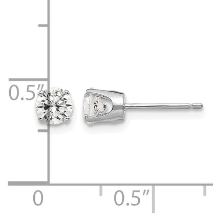 14k White Gold 4.5mm Round CZ Stud Earrings