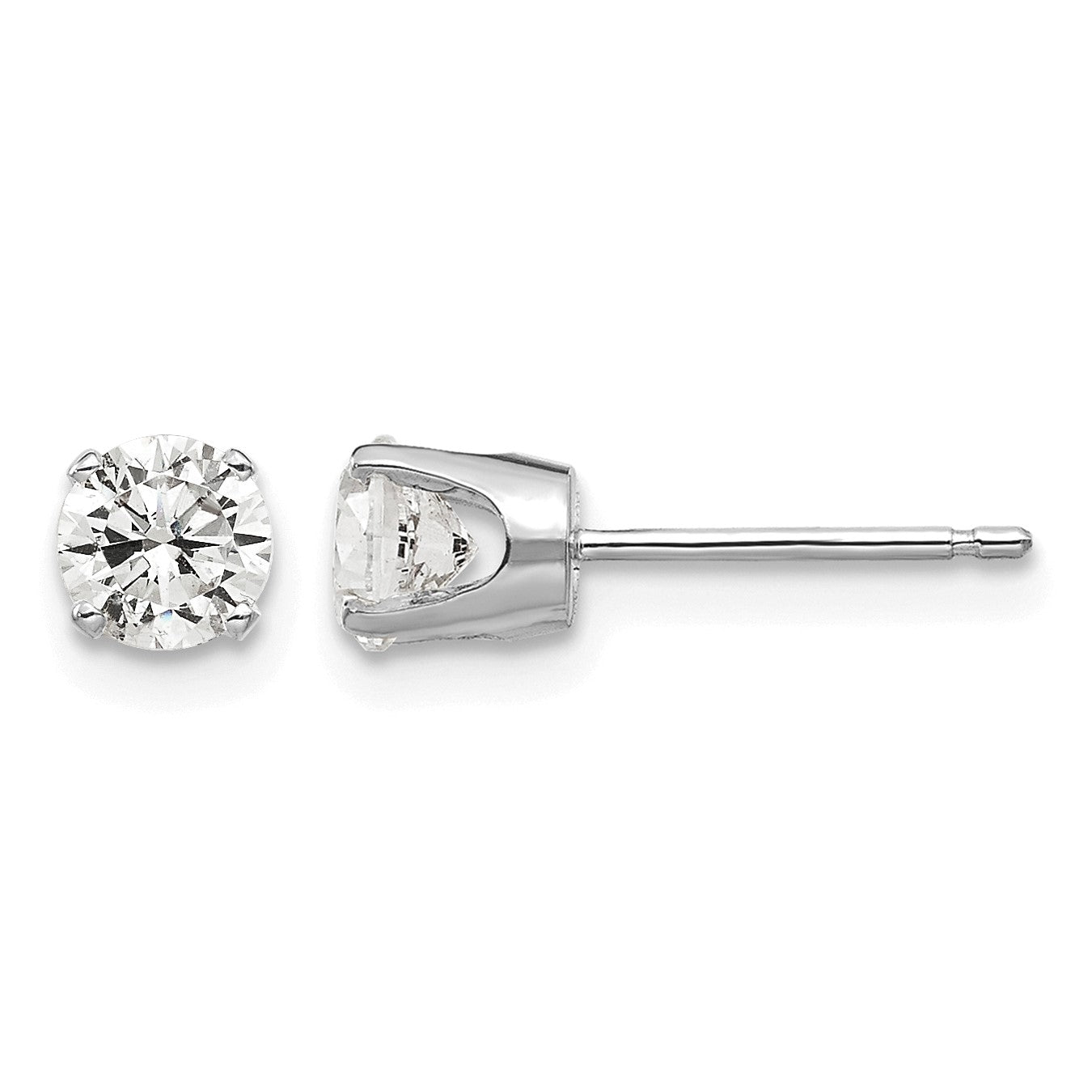 14k White Gold 4.5mm Round CZ Stud Earrings