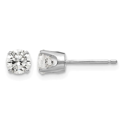 14k White Gold 4.5mm Round CZ Stud Earrings