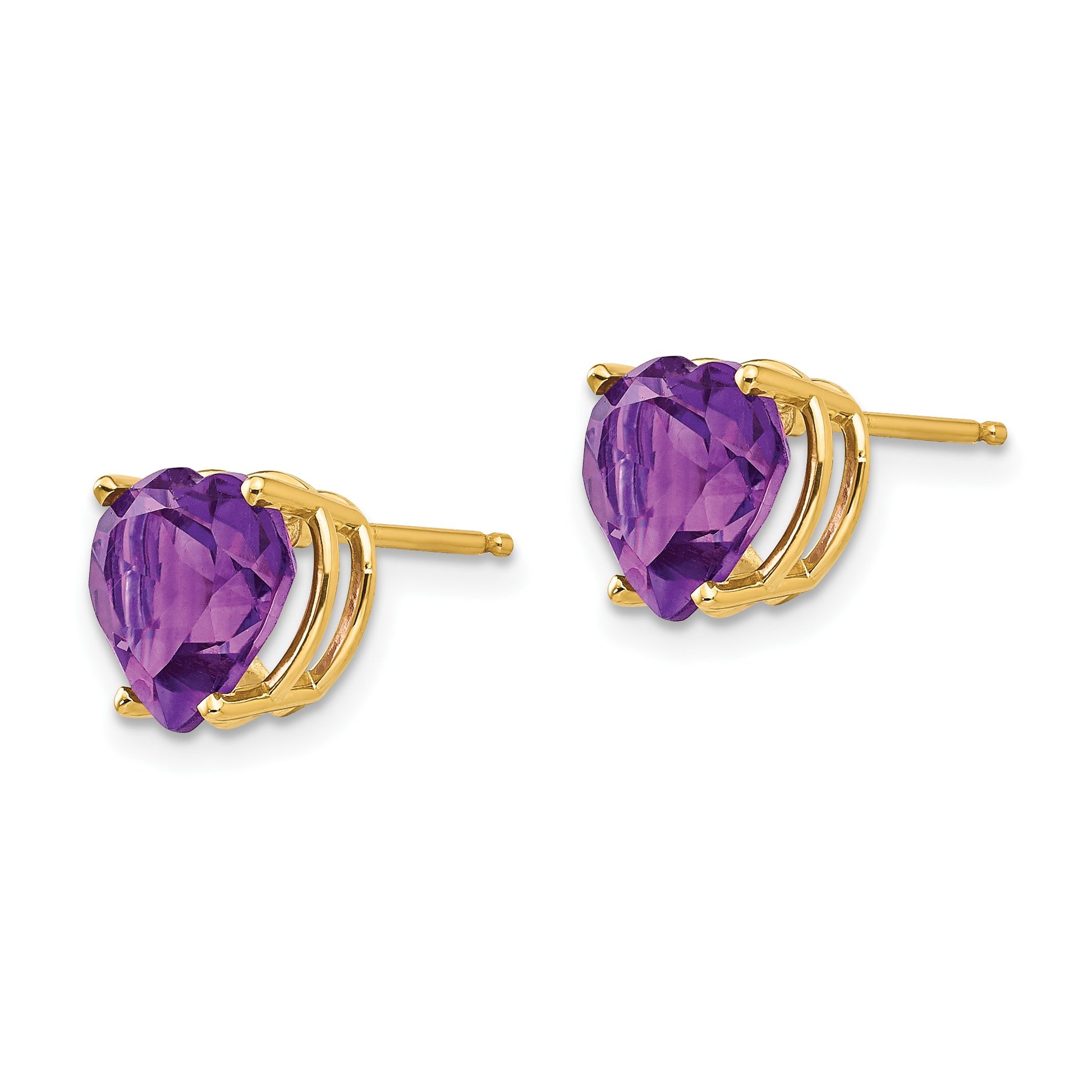 14k 8mm Heart Amethyst Post Earrings