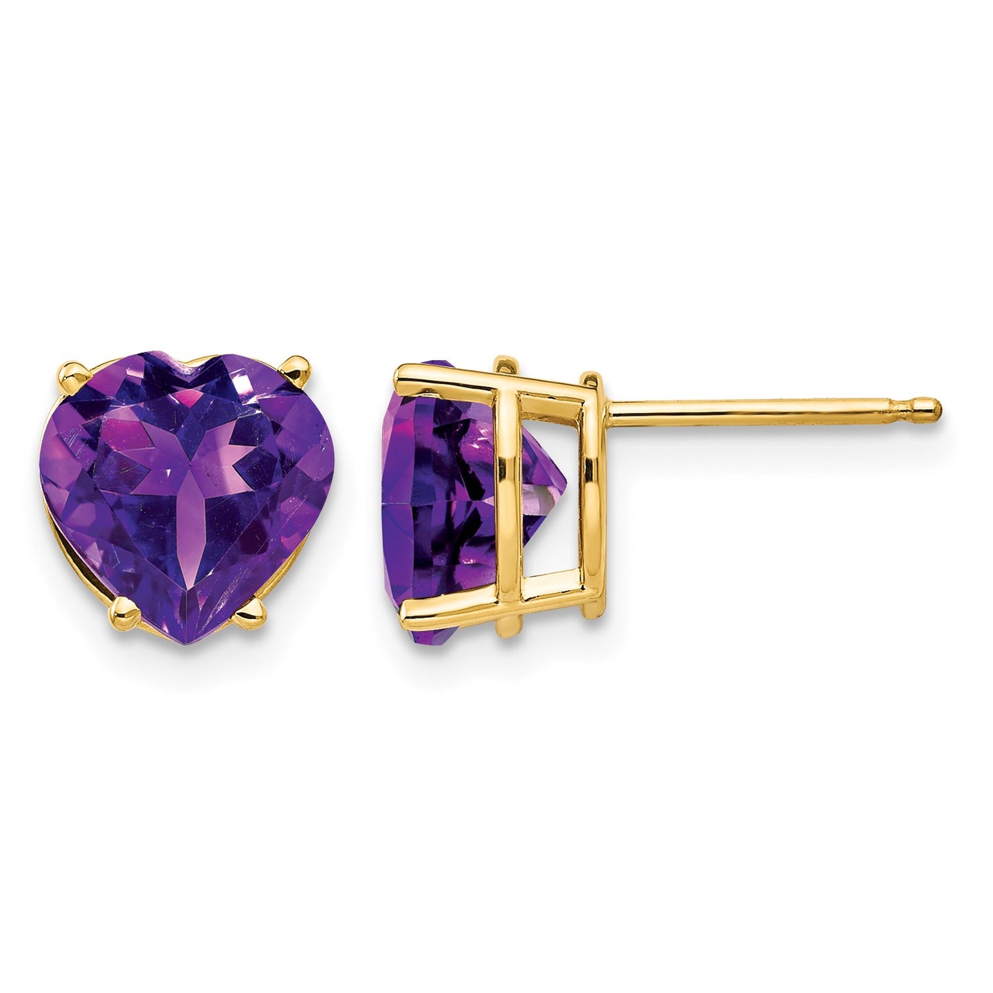 14k 8mm Heart Amethyst Post Earrings