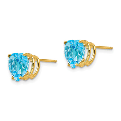 14k 8mm Heart Blue Topaz Post Earrings