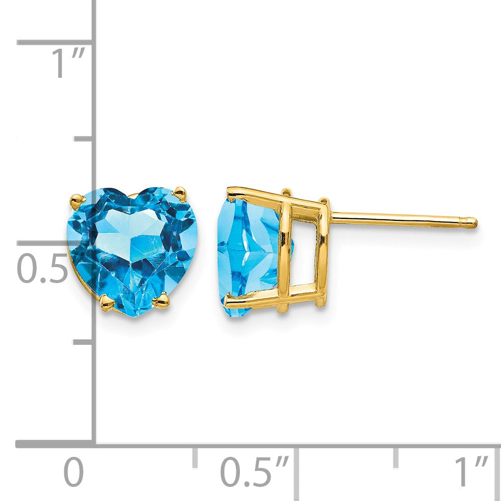 14k 8mm Heart Blue Topaz Post Earrings