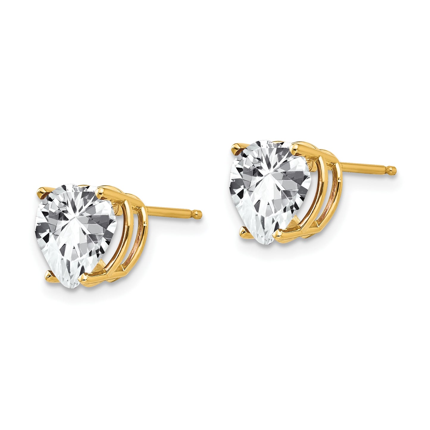14k 8mm Heart Cubic Zirconia Post Earrings