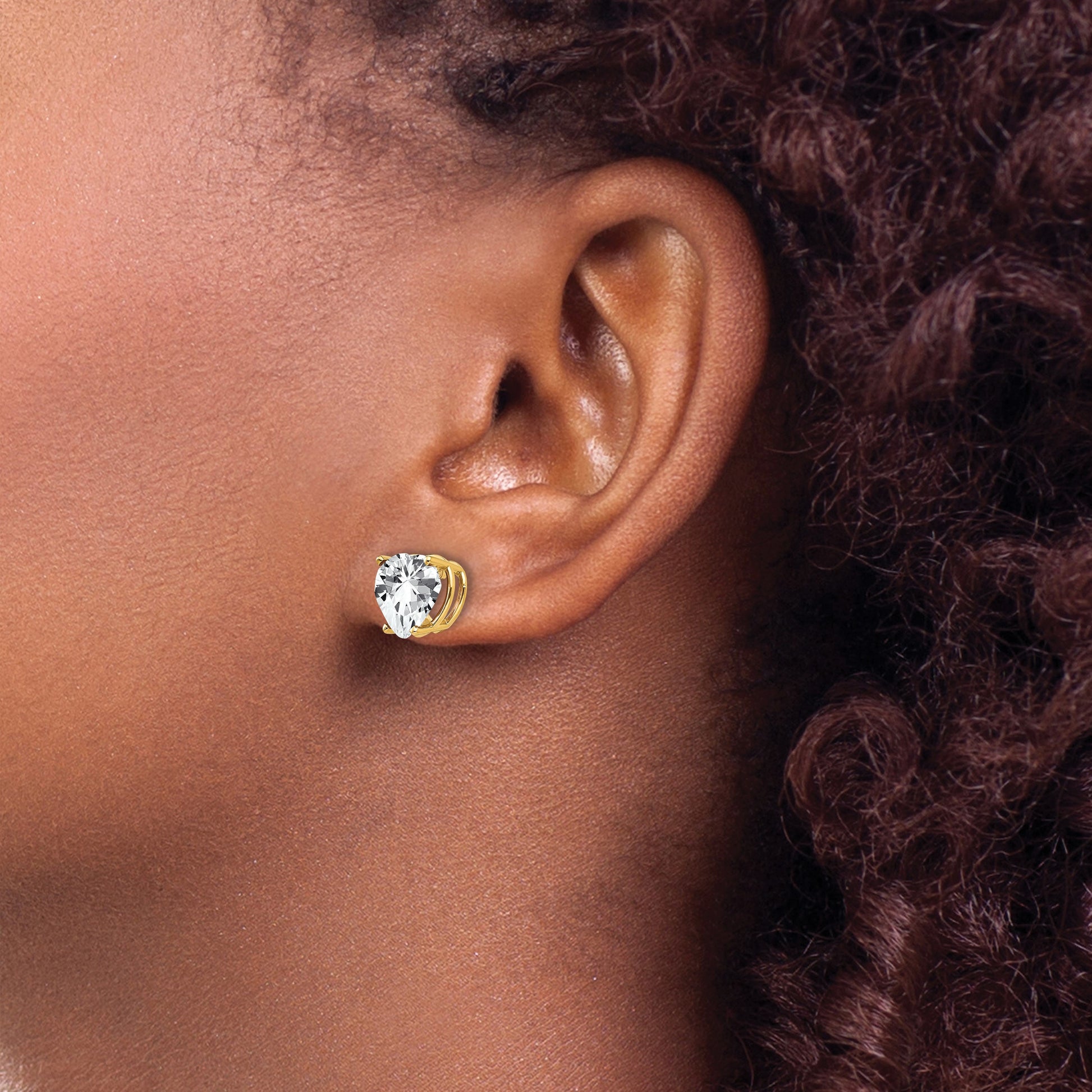 14k 8mm Heart Cubic Zirconia Post Earrings