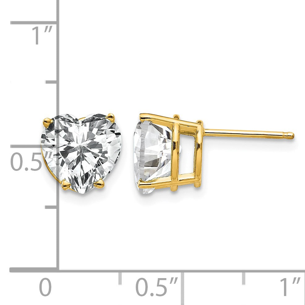 14k 8mm Heart Cubic Zirconia Post Earrings