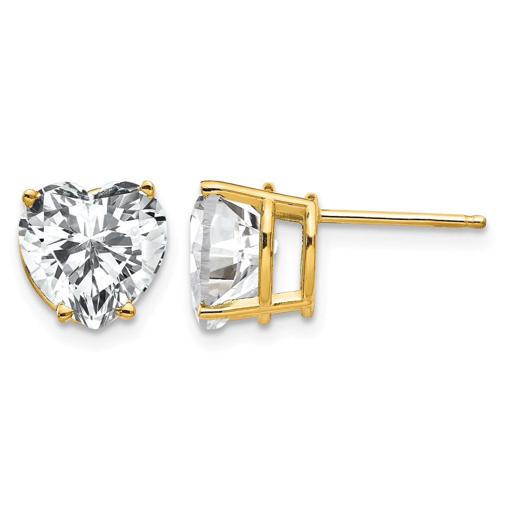 14k 8mm Heart Cubic Zirconia Post Earrings