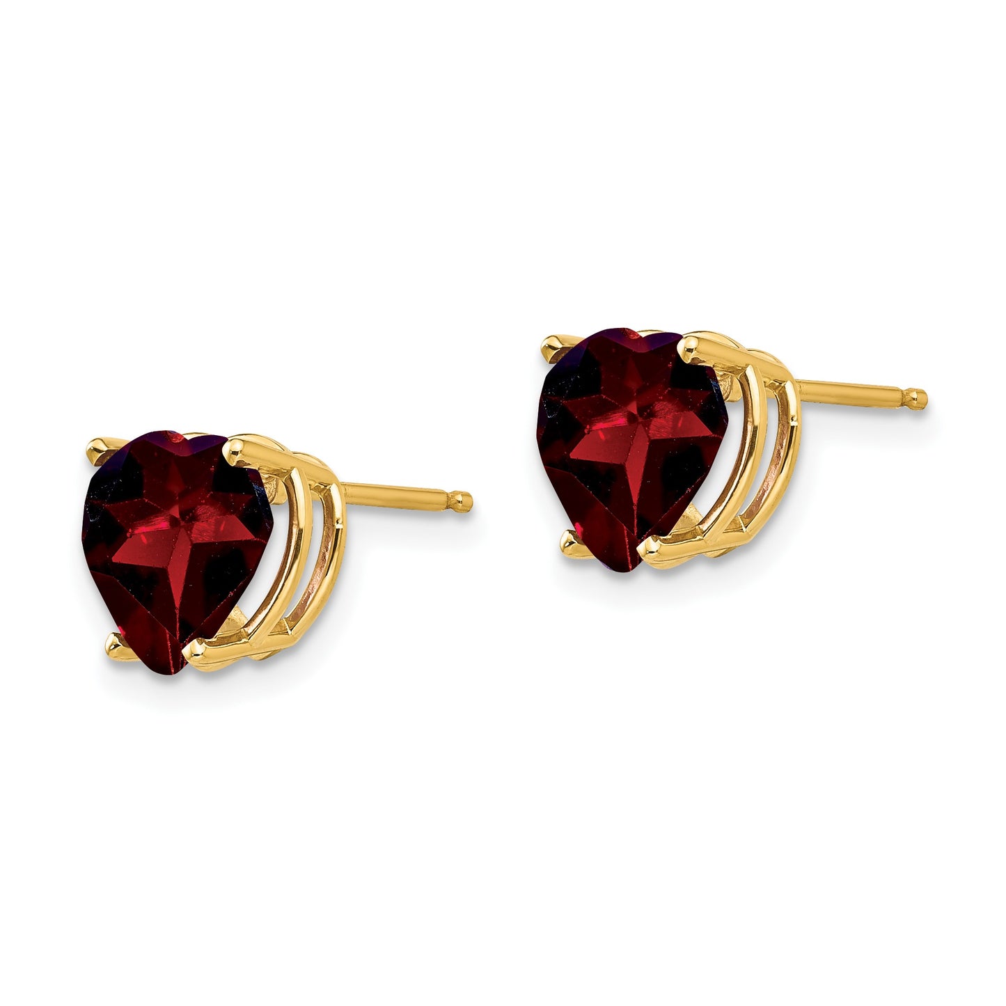 14k 8mm Heart Garnet Post Earrings