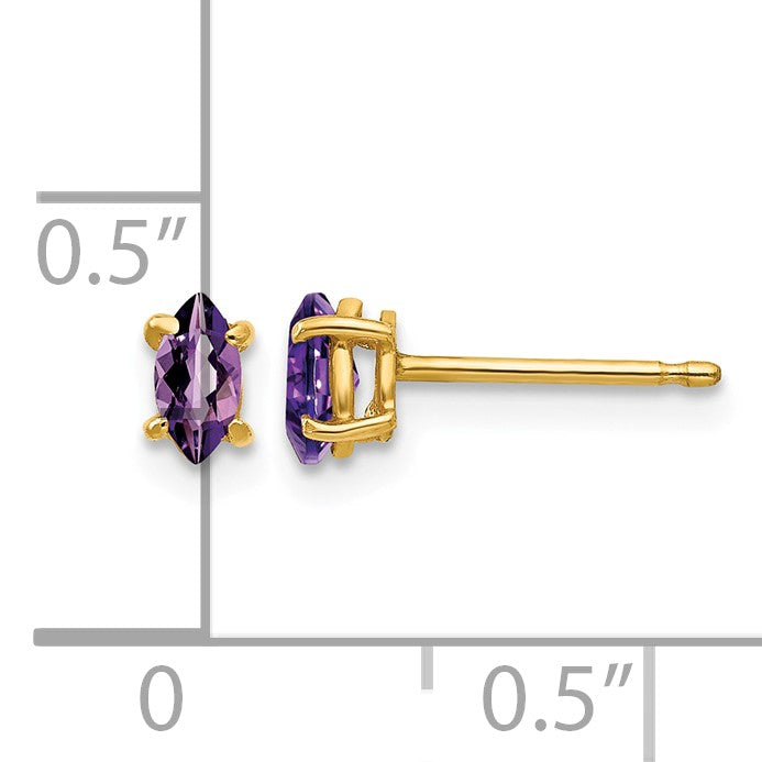 14k 5x2.5mm Marquise Amethyst Post Earrings