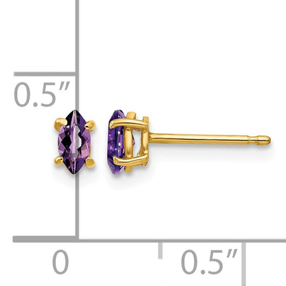 14k 5x2.5mm Marquise Amethyst Post Earrings