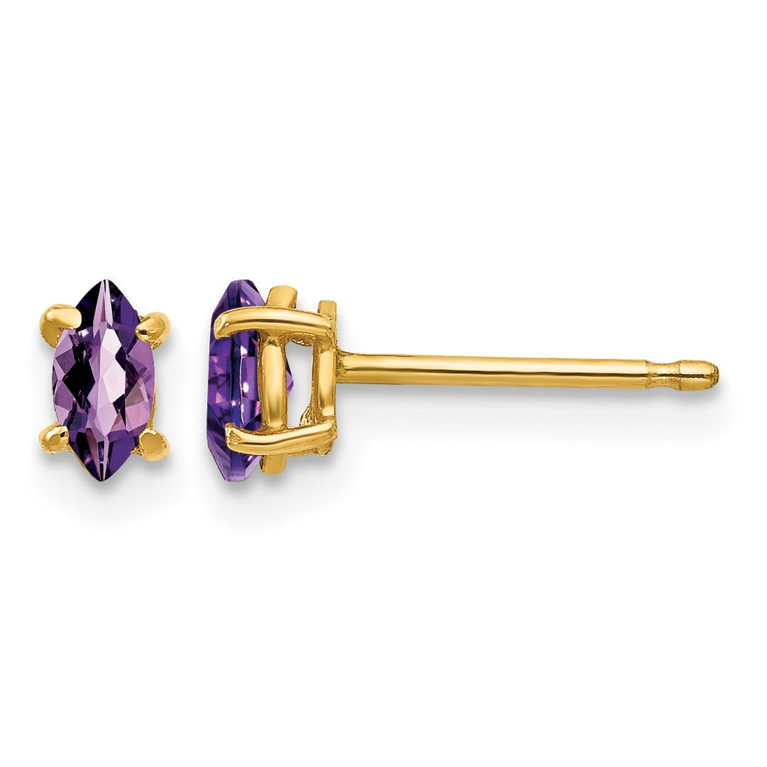 14k 5x2.5mm Marquise Amethyst Post Earrings