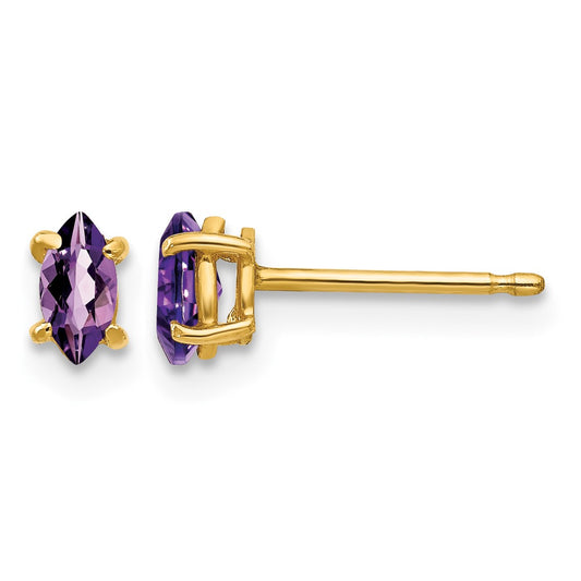 14k 5x2.5mm Marquise Amethyst Post Earrings