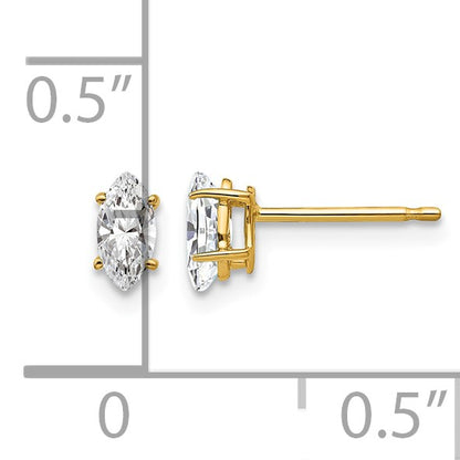 14k 5x2.5mm Marquise Cubic Zirconia Post Earrings