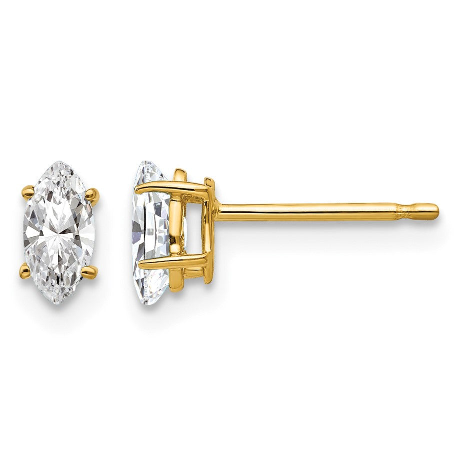 14k 5x2.5mm Marquise Cubic Zirconia Post Earrings