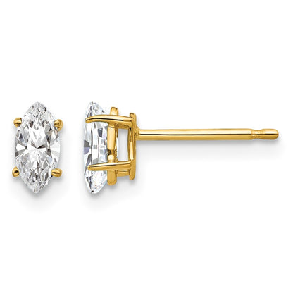 14k 5x2.5mm Marquise Cubic Zirconia Post Earrings