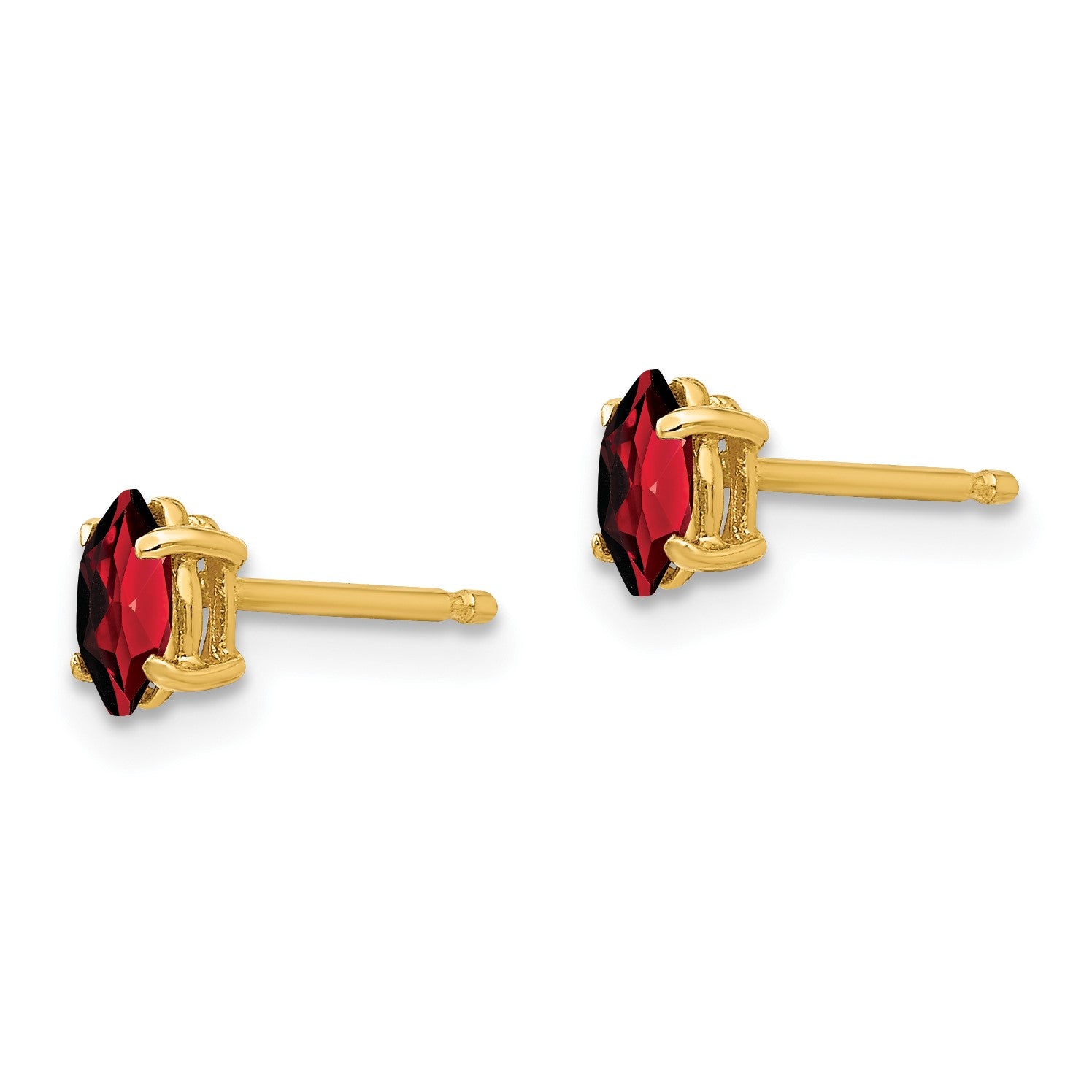 14k 5x2.5mm Marquise Garnet Post Earrings