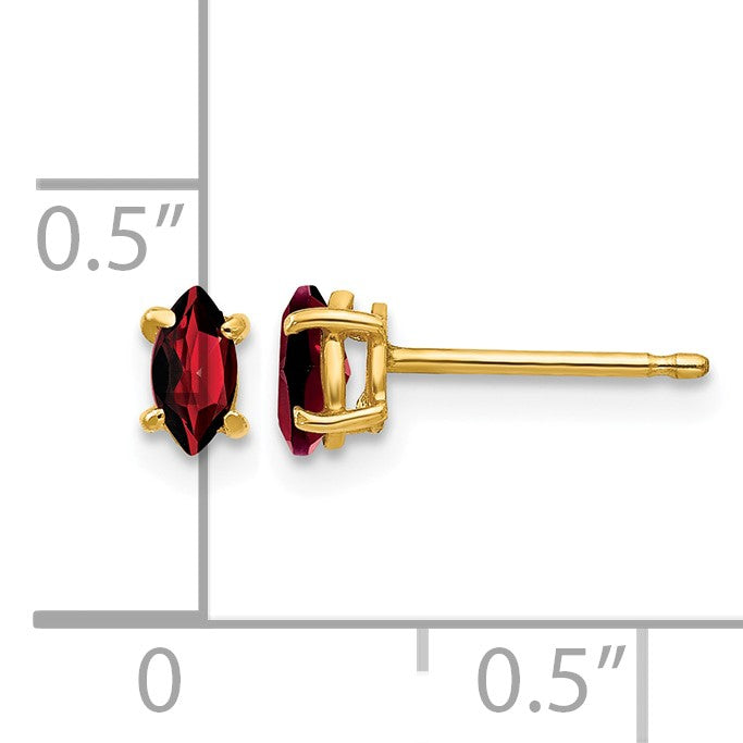 14k 5x2.5mm Marquise Garnet Post Earrings
