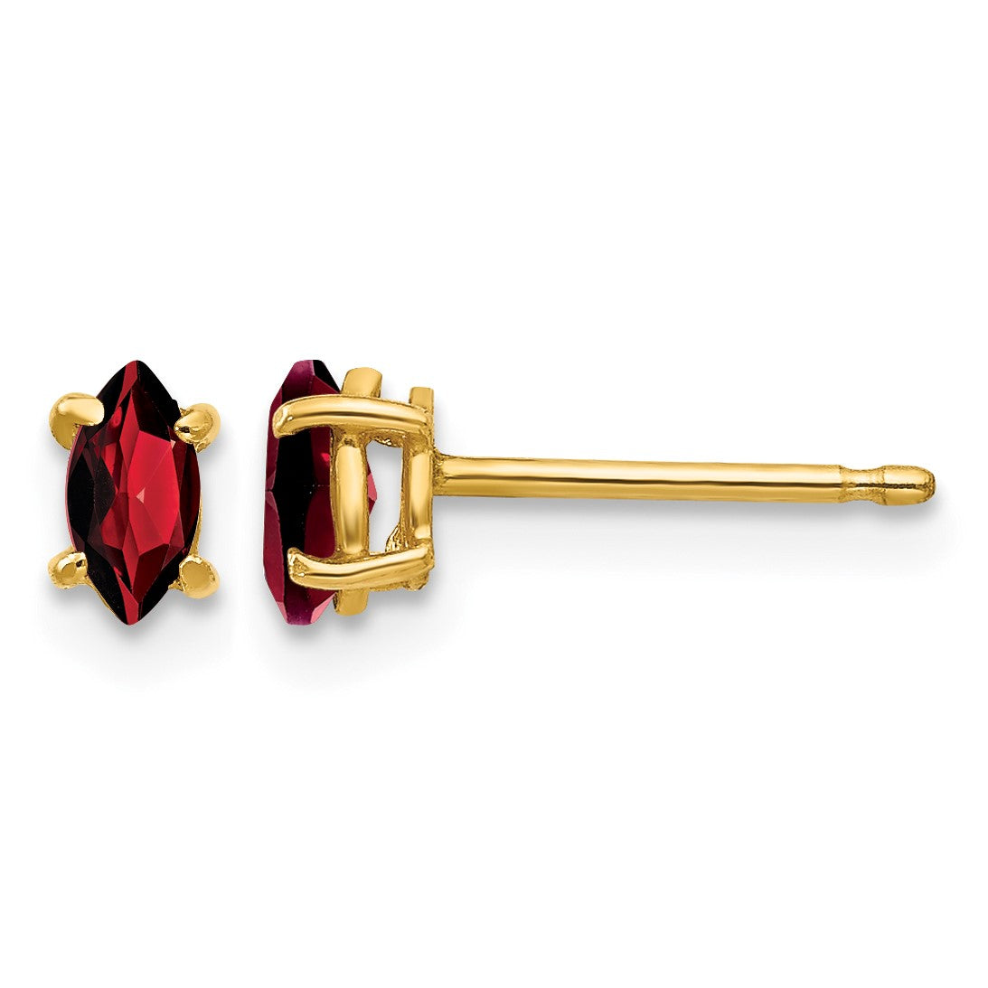 14k 5x2.5mm Marquise Garnet Post Earrings