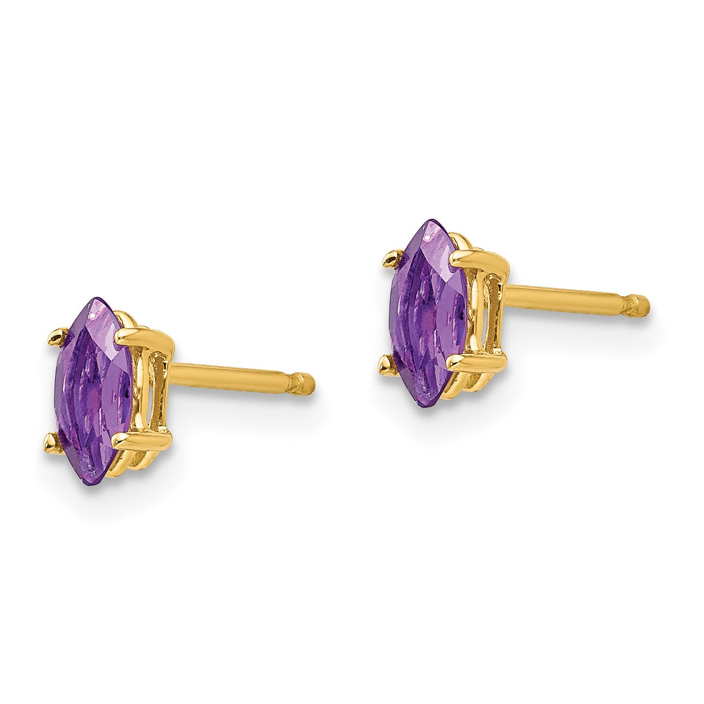 14k 6x3mm Marquise Amethyst Post Earrings