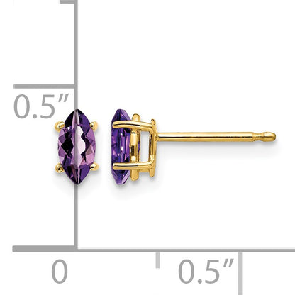 14k 6x3mm Marquise Amethyst Post Earrings