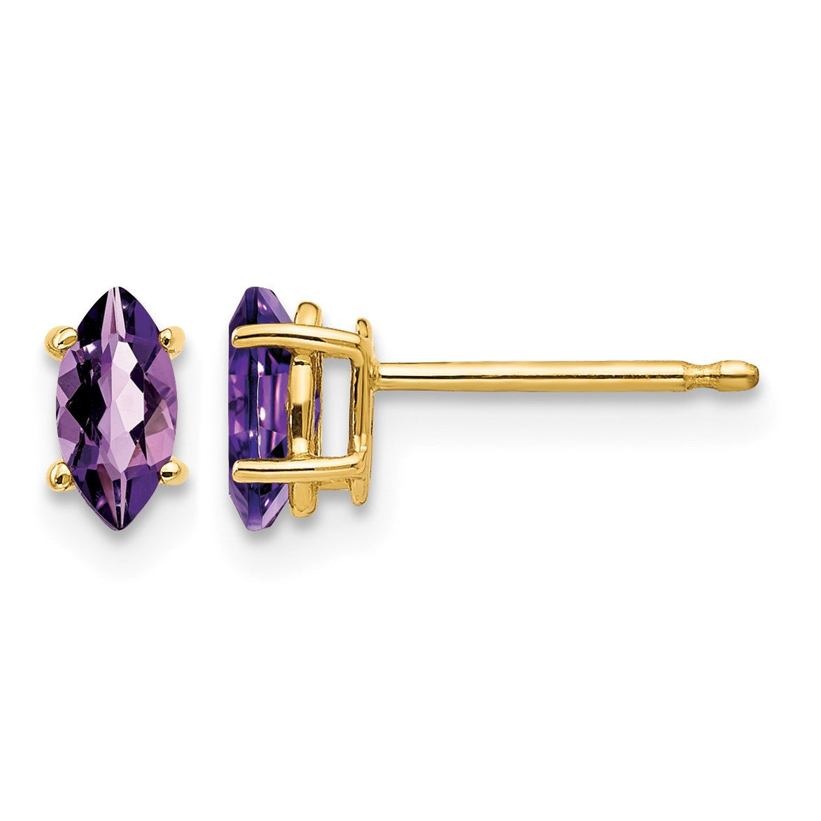 14k 6x3mm Marquise Amethyst Post Earrings
